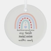 クリスマス先生サンキューパーソナライズされたヒーローギフト ガラスオーナメント (裏面)