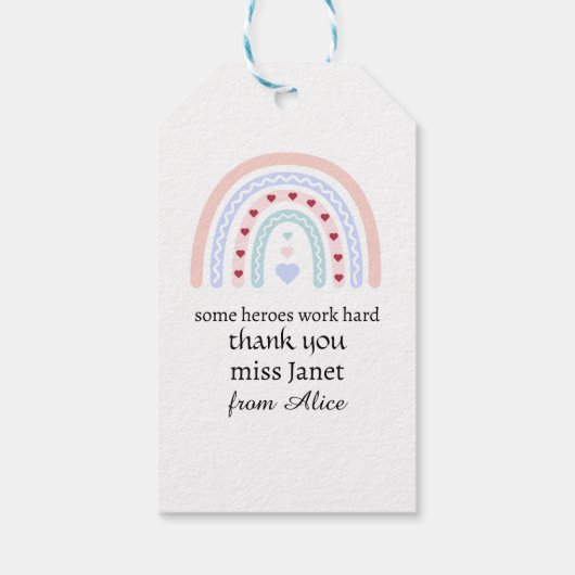 クリスマス先生サンキューパーソナライズされたヒーローギフト ギフトタグ (裏面)
