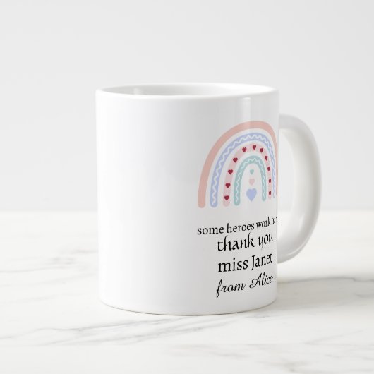 クリスマス先生サンキューパーソナライズされたヒーローギフト ジャンボコーヒーマグカップ (正面右)