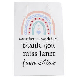 クリスマス先生サンキューパーソナライズされたヒーローギフト ミディアムペーパーバッグ