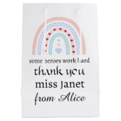 クリスマス先生サンキューパーソナライズされたヒーローギフト ミディアムペーパーバッグ (裏面)