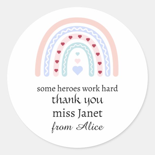 クリスマス先生サンキューパーソナライズされたヒーローギフト ラウンドシール (正面)