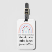 クリスマス先生サンキューパーソナライズされたヒーローギフト ラゲッジタグ (正面縦)