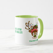 クリスマス先生スクワッドトナカイ先生グリーン マグカップ (正面右)