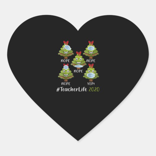 クリスマス先生ライフ2020ツリー着用マスクギフト ハートシール (正面)