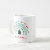 クリスマス先生レインボーナイスリストかわいいギフト コーヒーマグカップ (正面左)
