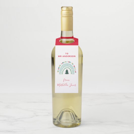 クリスマス先生レインボーナイスリストかわいいギフト ボトルネックタグ (ボトル)