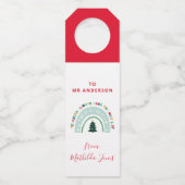 クリスマス先生レインボーナイスリストかわいいギフト ボトルネックタグ (正面)