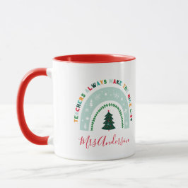 クリスマス先生レインボーナイスリストかわいいギフト マグカップ