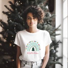 クリスマス先生レインボーナイスリストかわいいギフト Tシャツ