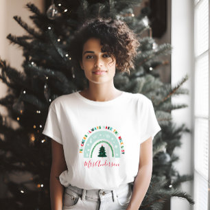 クリスマス先生レインボーニースのかわいい贈り物 Tシャツ