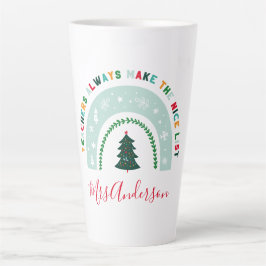 クリスマス先生レインボーニーニースリストかわいいギフトコフ カフェラテマグ