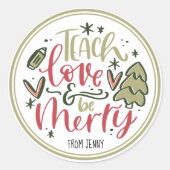 クリスマス先生引用文ギフトラベル ラウンドシール (正面)