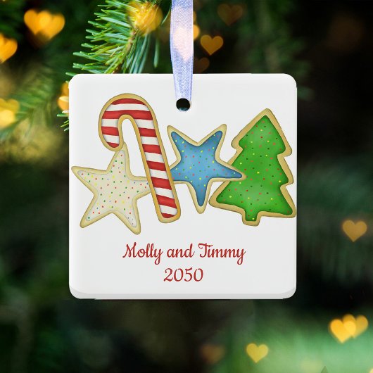 クリスマス写真かわいいカラフルクお洒落ッキー セラミックオーナメント