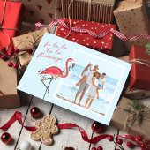 クリスマス写真かわいいビーチピンク熱帯フラミンゴ シーズンカード