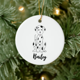 クリスマス写真かわいい子犬ダルマチアンホリデー セラミックオーナメント