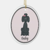 クリスマス写真かわいい子犬ブラックプードル セラミックオーナメント (右)