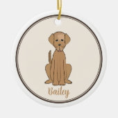 クリスマス写真かわいい子犬ラブラドール セラミックオーナメント (正面)