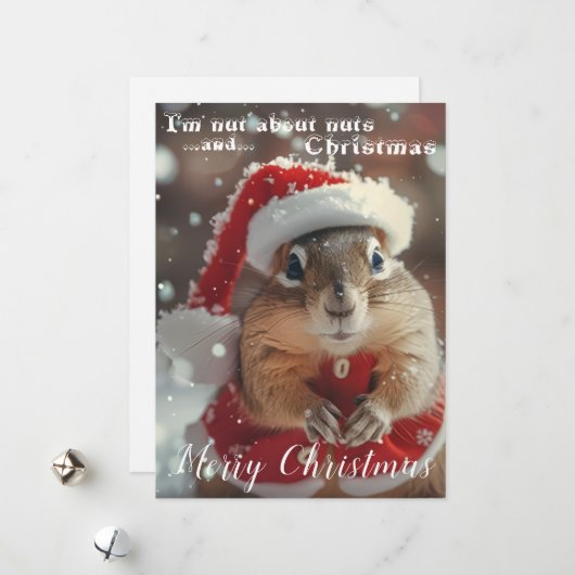 クリスマス写真にぴったりなシマリスのナット シーズンカード (正面/裏面インサイチュ)