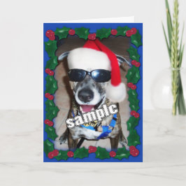 クリスマス写真のブルーホリーフレーム! シーズンカード