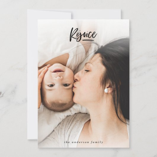 クリスマス写真のホリデーカードを喜ぶ シーズンカード (正面)