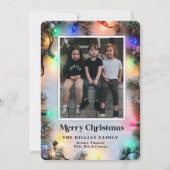 クリスマス写真のホリデーカーモダンドフェスティバルライト シーズンカード (正面)