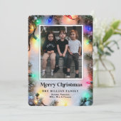 クリスマス写真のホリデーカーモダンドフェスティバルライト シーズンカード (スタンド正面)