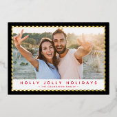 クリスマス写真の上品なシンプル金ゴールド縁ど 箔シーズンカード (正面)