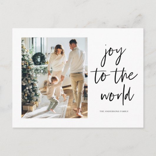 クリスマス写真の家族と家族への喜び ポストカード (正面)