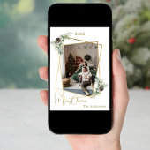 クリスマス写真の幾何学的金ゴールド モダン シーズンカード