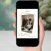 クリスマス写真の幾何学的金ゴールド モダン シーズンカード