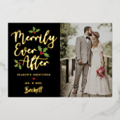 クリスマス写真の後は楽しく実在す 箔シーズンカード (正面)