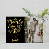 クリスマス写真の後は楽しく実在す 箔シーズンカード (立ち正面)