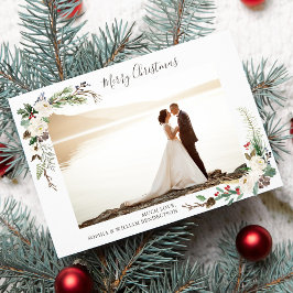 クリスマス写真の水の色の果実と枝 シーズンカード