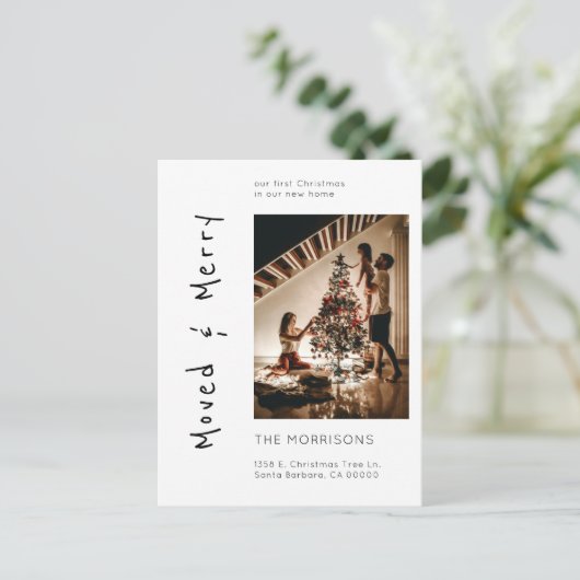 クリスマス写真の移動と新メリーしいアドレスの移動 ポストカード (スタンド正面)