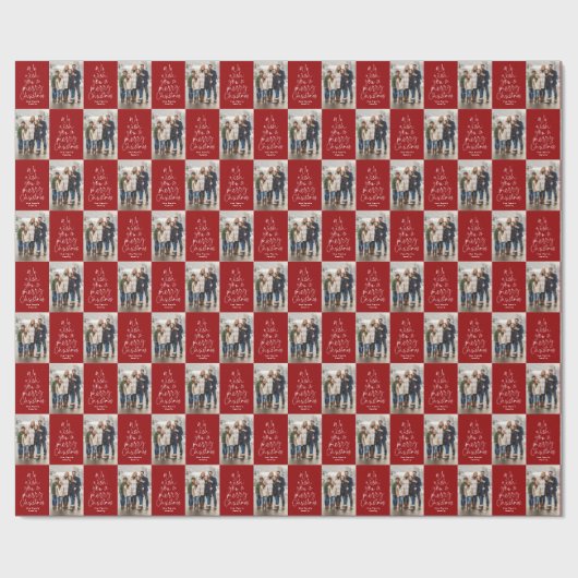 クリスマス写真の赤い休日 ラッピングペーパー (フラット)