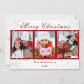 クリスマス写真の赤い白いグリッターの輝きモダン (正面)