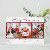 クリスマス写真の赤い白いグリッターの輝きモダン (スタンド正面)