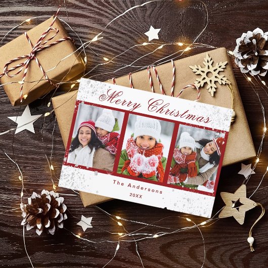 クリスマス写真の赤い白いグリッターの輝きモダン