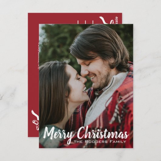 クリスマス写真はがき |あいさつカスタム文 ポストカード (正面/裏面)