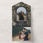 クリスマス写真アーチ水彩植物性フローラ オールインワン招待状 (内側)