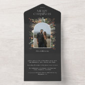 クリスマス写真アーチ水彩植物性フローラ オールインワン招待状 (内側)