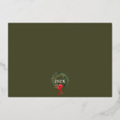 クリスマス写真グリーン祝福 箔シーズンカード (裏面)