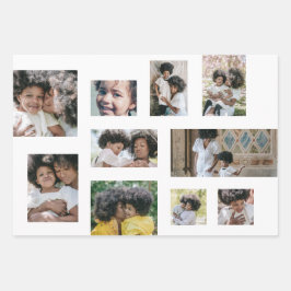 クリスマス写真コラージュモダンの楽しい瞬間 ラッピングペーパーシート