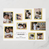 クリスマス写真コラージュモダンの楽しい瞬間 箔シーズンポストカード (正面)