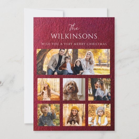 クリスマス写真コラージュモダンファミリー シーズンカード (正面)