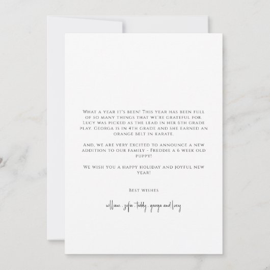 クリスマス写真コラージュモダンファミリー シーズンカード (裏面)