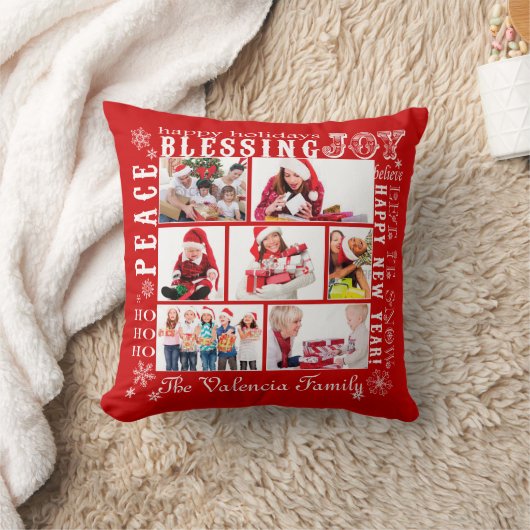 クリスマス写真コラージュ完全にカスタマイズできる枕 クッション (ブランケット)