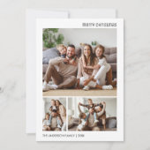 クリスマス写真コラージュ家族の白と黒 シーズンカード (正面)