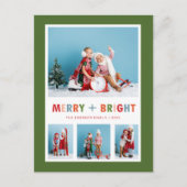クリスマス写真コラージュ緑メリーと明るい シーズンポストカード (正面)